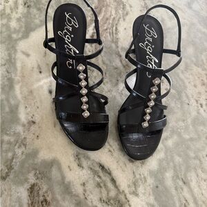 Brighton Black Sandals with Crystal Accents